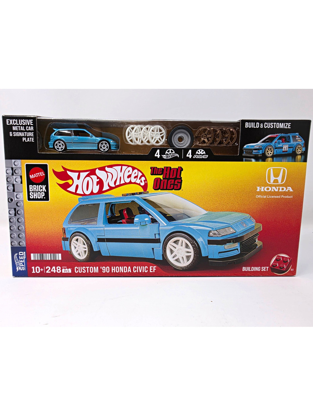 Mattel Hot Wheels Brick Shop Custom '90 Honda Civic EF Set 248pcs Metal Car
